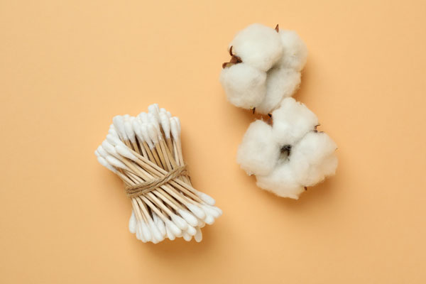 Ear bud made of cotton and raw cotton material