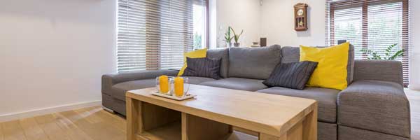 Reupholstered sofa placed in the living room